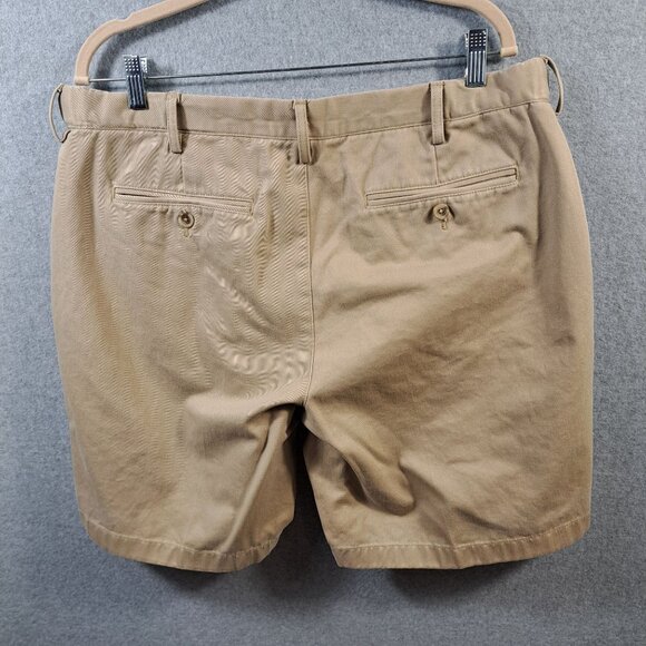 Lands End Shorts Mens 36 Traditional Fit Khaki Chino 100% Cotton Flat Front - Picture 2 of 9